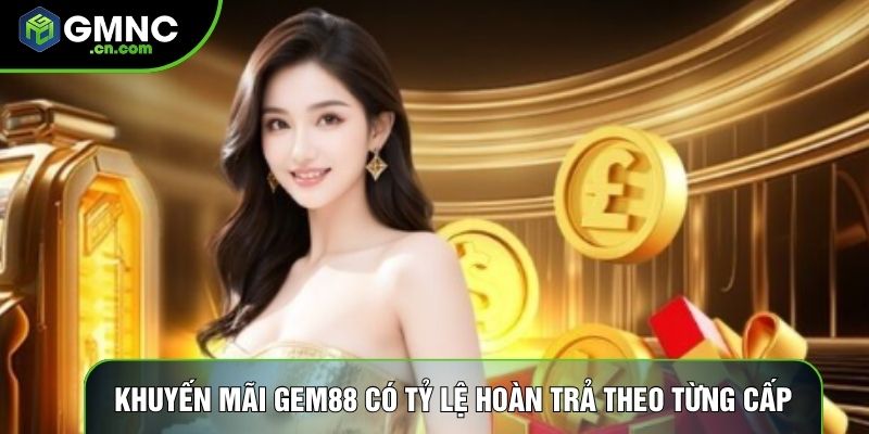 Khuyến mãi Gem88 có tỷ lệ hoàn trả theo từng cấp độ